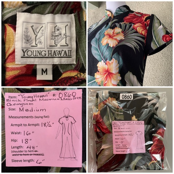 🌺 “Young Hawaii” Muumuu Maxi-Dress Cheongsam size M - Picture 8 of 12